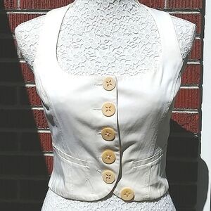 🇫🇷 Tara Jarmon fitted, cropped white vest size small vintage 2000s pre-loved